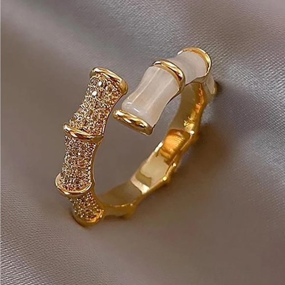 ❗️Last One❗️Opal & cubic zirconia decor cuff ring - Picture 3 of 4